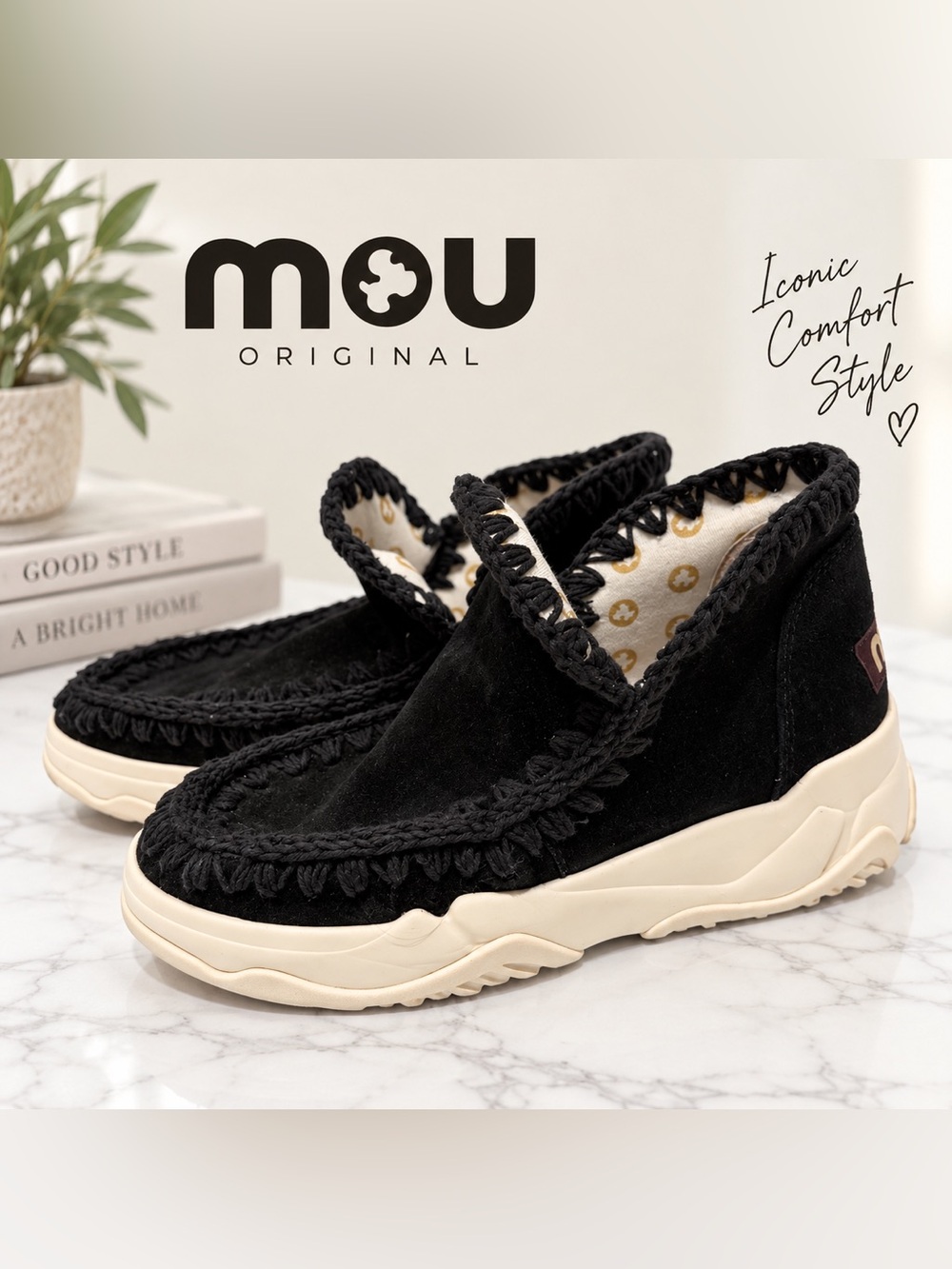 MOU Black Suede Eskimo Sneaker Ankle Boots Sz 8